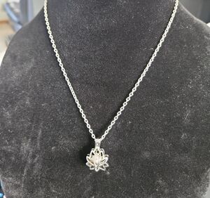 Pearl And Silver Lotus Necklace